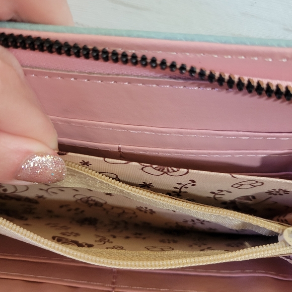 Fashion Nova Large Zip Around Wallet Turquoise & Pink Vegan Leather Wristlet - Picture 9 of 10